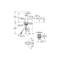Grohe wastafelkraan Start M-size uittrekbaar QuickFix chroom