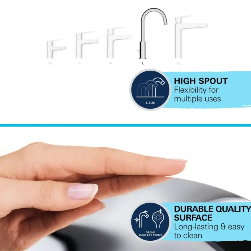 Grohe Wastafelmengkraan Start Loop L-size Push Open Chroom