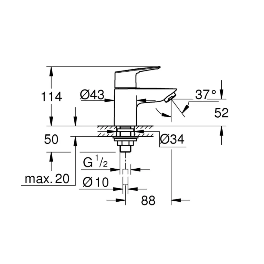 Grohe wastafelmengkraan Start Loop XS-Size Chroom