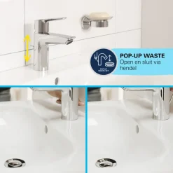 Grohe Wastafelmengkraan Start L-Size met waste Mat Zwart