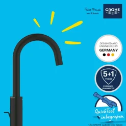 Grohe Wastafelmengkraan Start L-Size met waste Mat Zwart