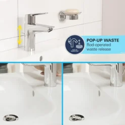 Grohe Wastafelmengkraan Start L-Size met waste Mat Zwart