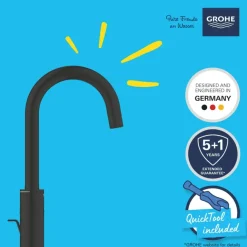 Grohe Wastafelmengkraan Start L-Size met waste Mat Zwart