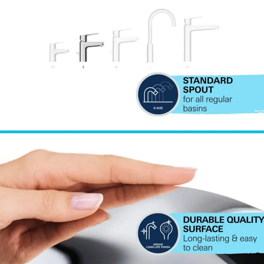 Grohe Wastafelmengkraan Swift S-size Push Open Chroom