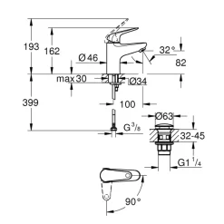 Grohe Wastafelmengkraan Swift S-size Push Open Chroom