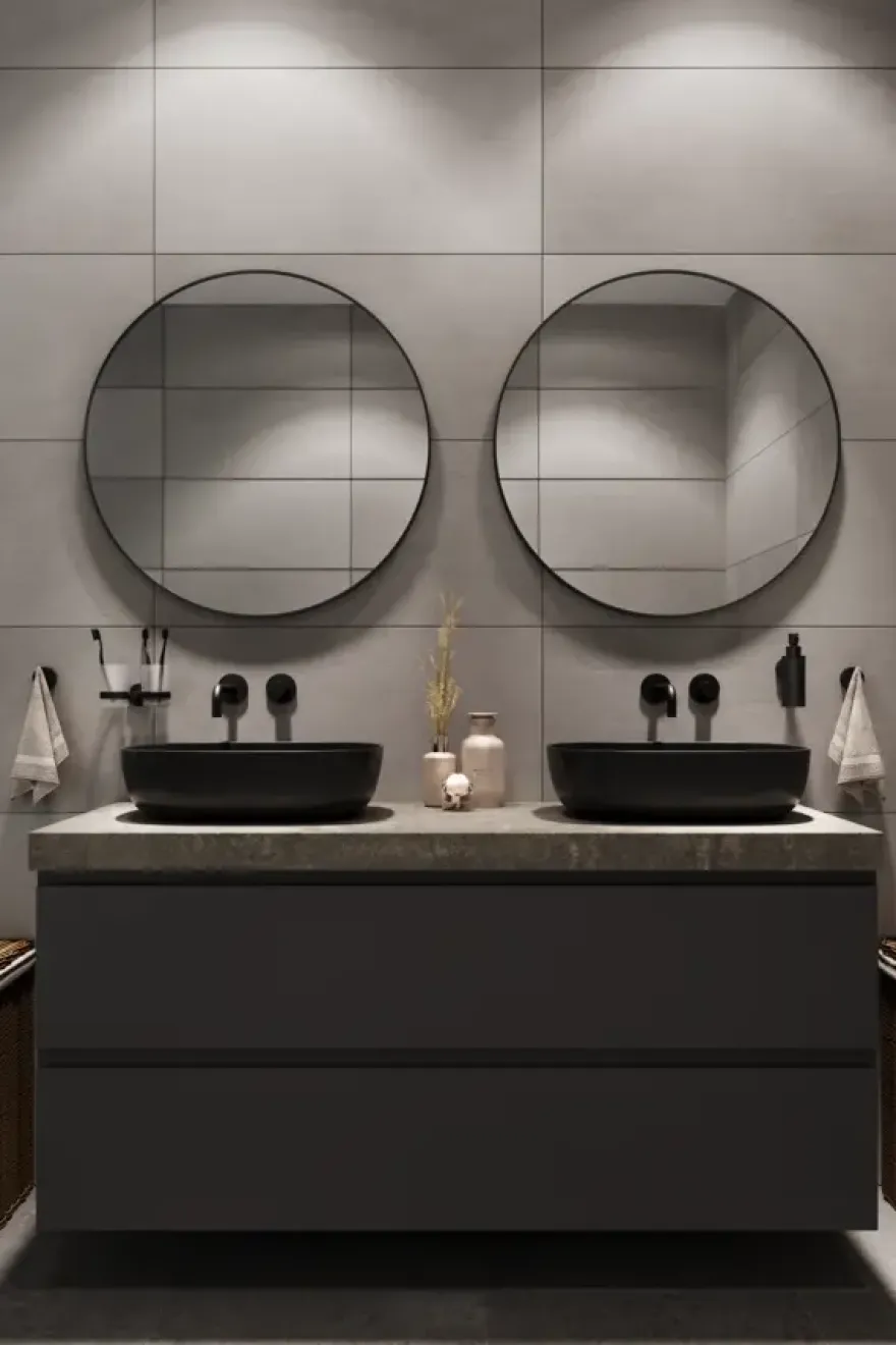 Haceka badkamerspiegel Deco mat zwart Ø 80 cm rond