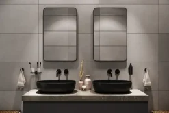 Haceka badkamerspiegel Deco mat zwart 80 x 55 cm rechthoek afgeronde hoeken