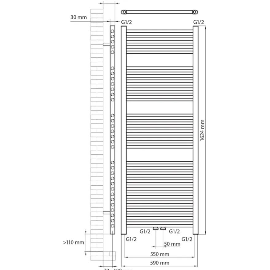 Haceka design radiator Gobi wit 6-punts 162 x 59 cm