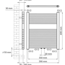 Haceka design radiator Gobi zwart 6-punts 69 x 59 cm