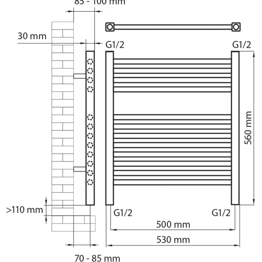 Haceka design radiator Sahara wit opbouw 56 x 53 cm