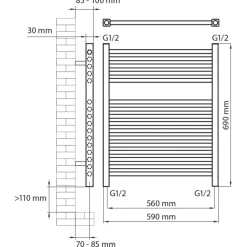 Haceka design radiator Sahara wit onderaansluiting 69 x 59 cm