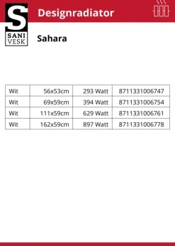 Haceka design radiator Sahara wit onderaansluiting 69 x 59 cm