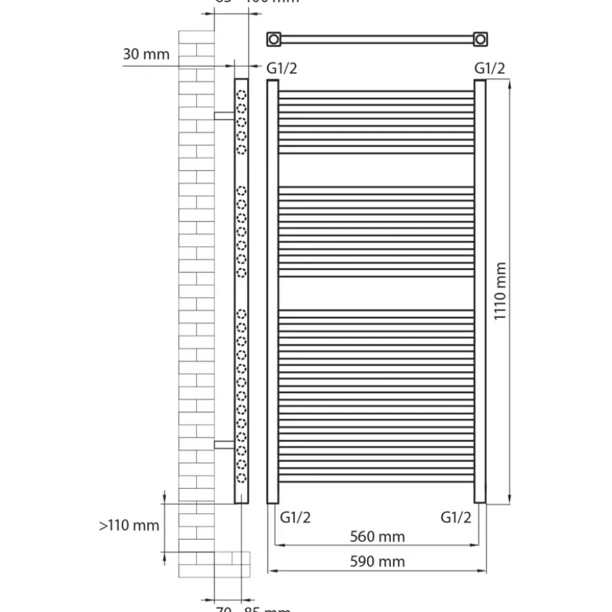 Haceka design radiator Sahara wit onderaansluiting 110 x 59 cm