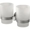 Haceka Kosmos dubbele tandenborstelhouder beker glas RVS