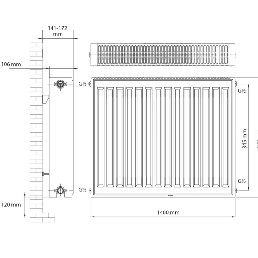 Haceka paneelradiator Imago Duo 400 mm x 1400 mm