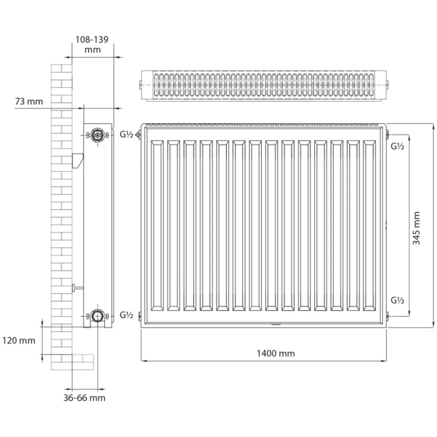 Haceka paneelradiator Imago Una 400 mm x 1400 mm