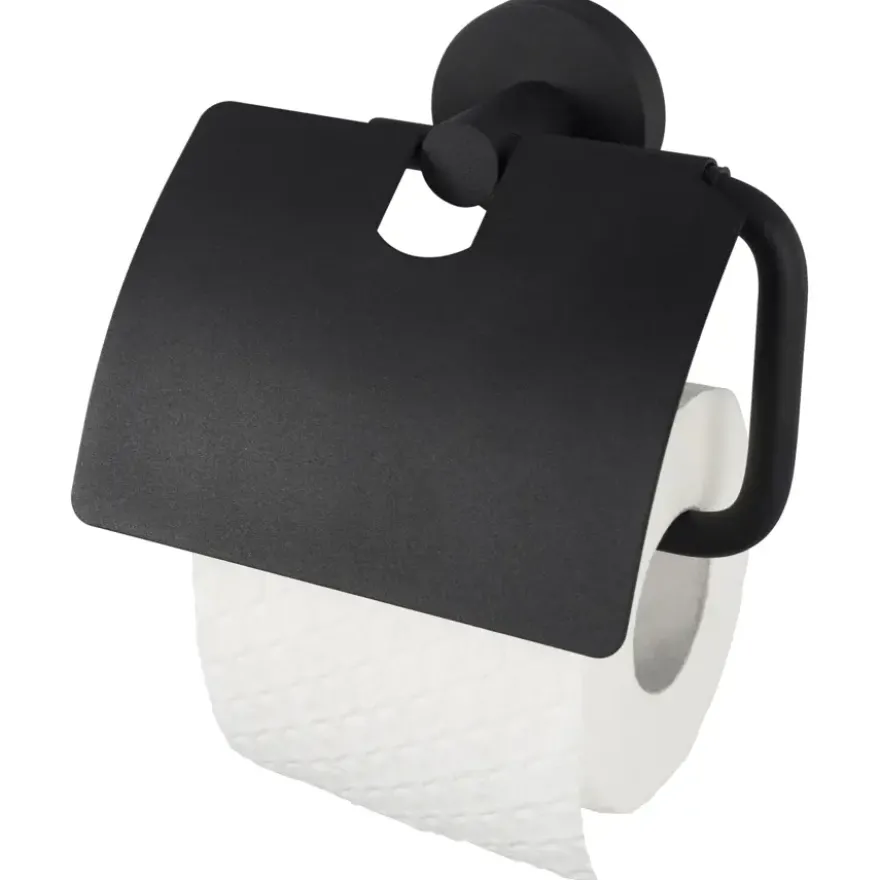 Haceka toiletrolhouder Kosmos met klep mat zwart