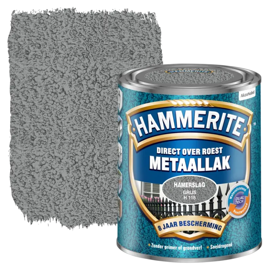 Hammerite Direct over Roest metaallak hamerslag grijs 750 ml