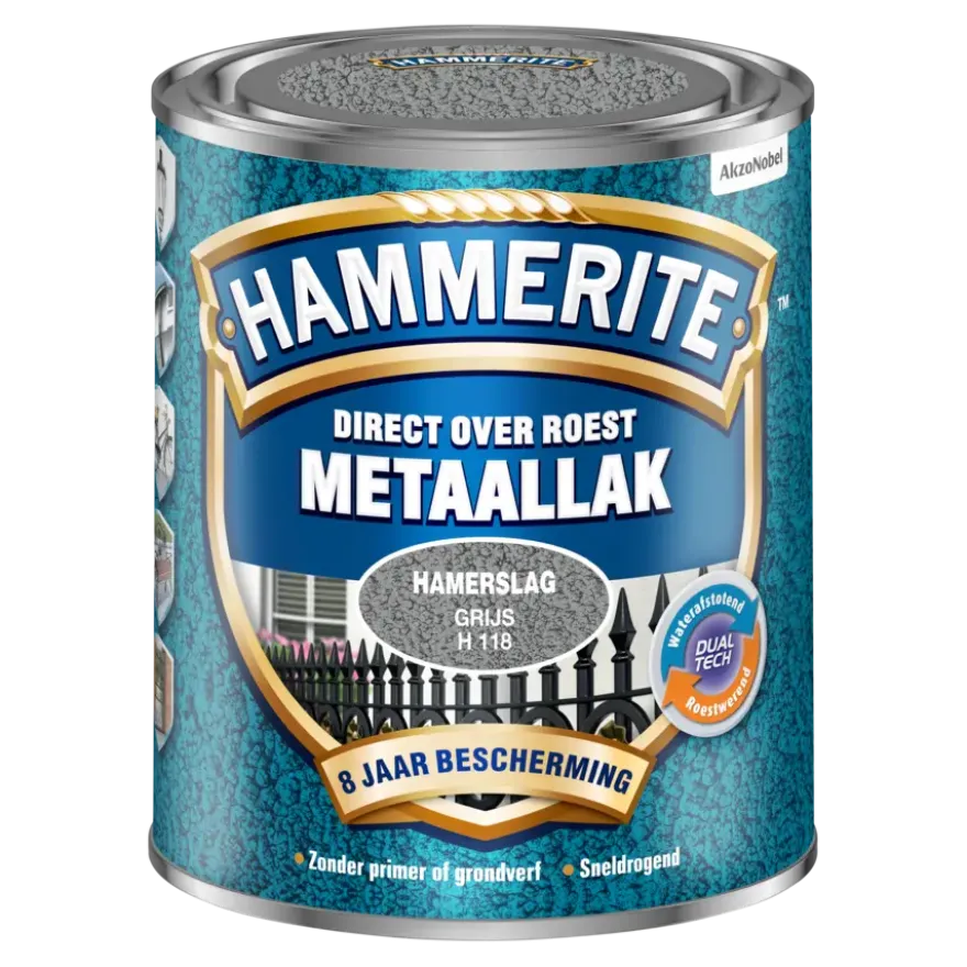 Hammerite Direct over Roest metaallak hamerslag grijs 750 ml
