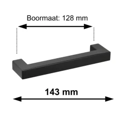 Handgreep Eddy zwart RVS 128 mm