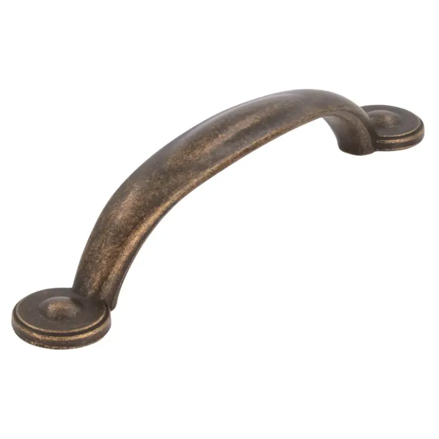 Handgreep Fleur messing antiek 96mm