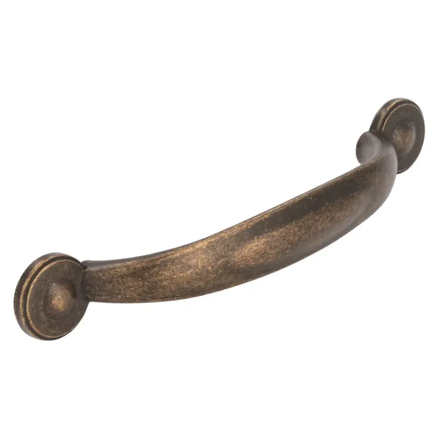 Handgreep Fleur messing antiek 96mm