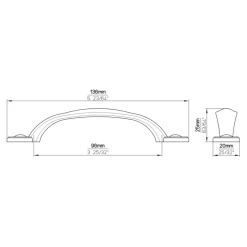 Handgreep Fleur messing antiek 96mm