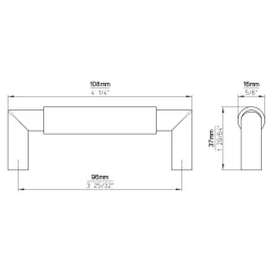 Handgreep Jara zwart 96mm