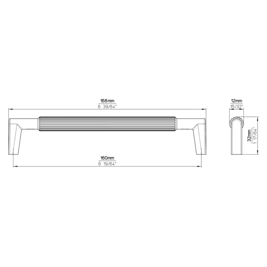 Handgreep Lilly zwart mat 160mm