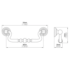 Handgreep Linda tin look 96mm