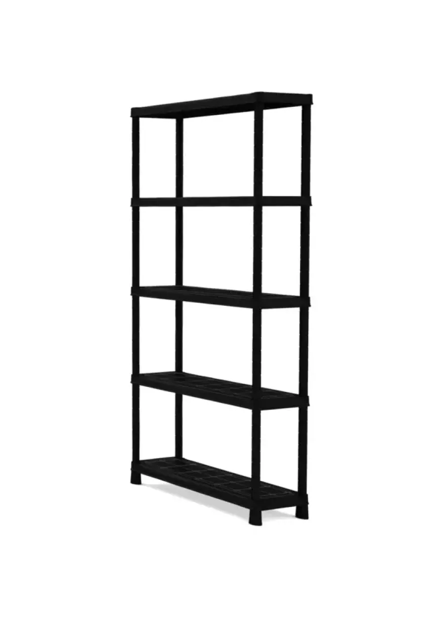 Handson stellingkast kunststof zwart 5 legborden 25 kg/legbord 176x75x32 cm