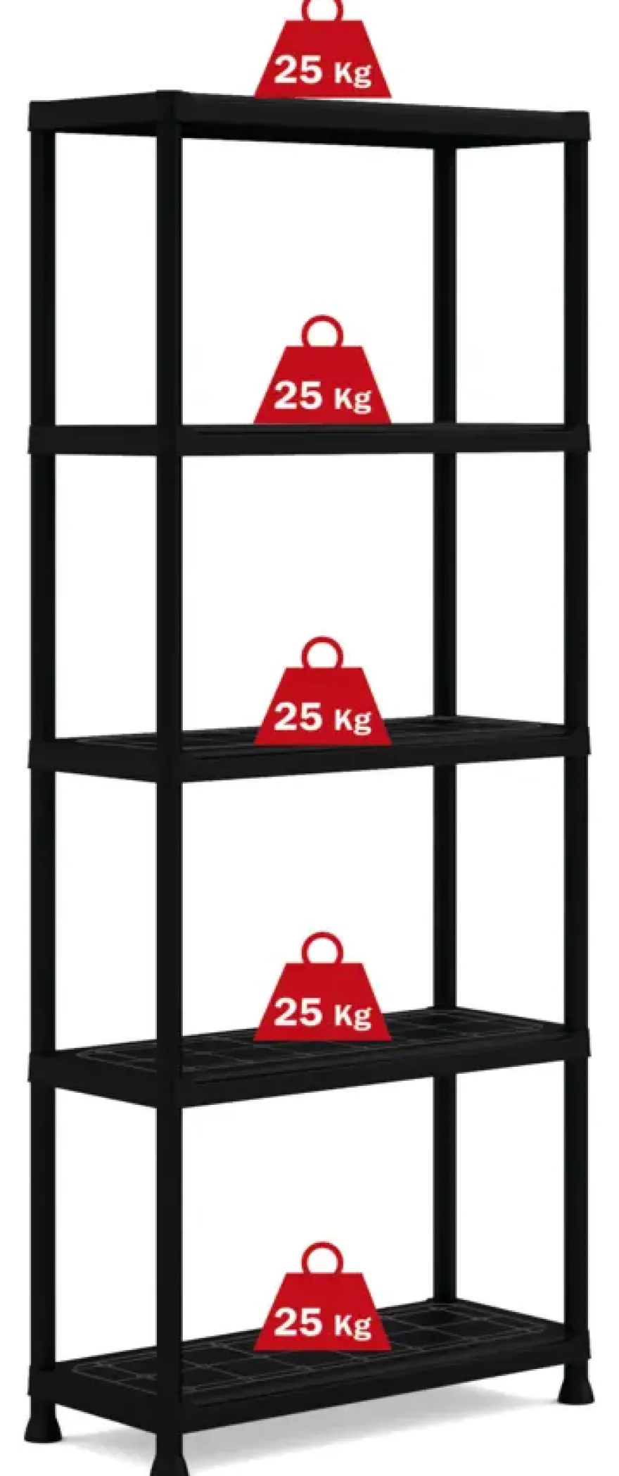 Handson stellingkast kunststof zwart 5 legborden 25 kg/legbord 176x75x32 cm
