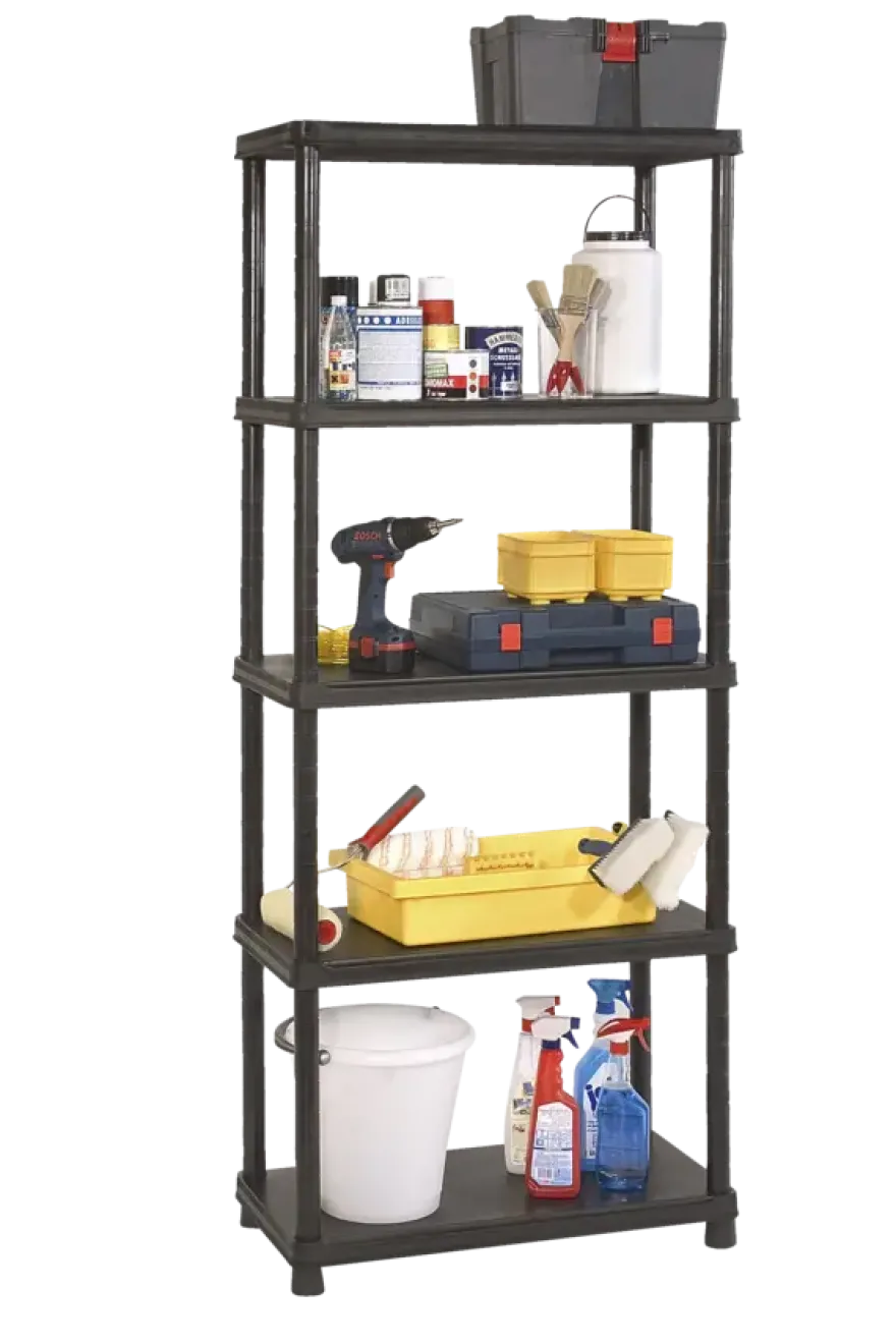 Handson stellingkast kunststof zwart 5 legborden 50 kg/legbord 187x80x40 cm