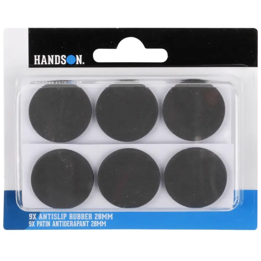 HANDSON anti slip rubber Ø28 mm zwart 9 stuks