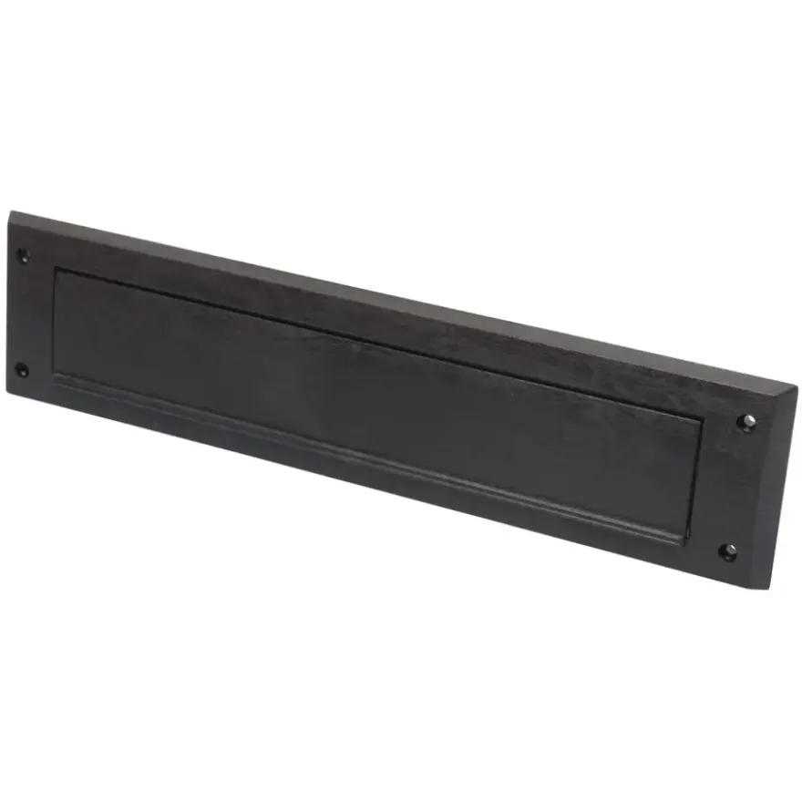 Handson brievenbusklep met borstel PVC bruin