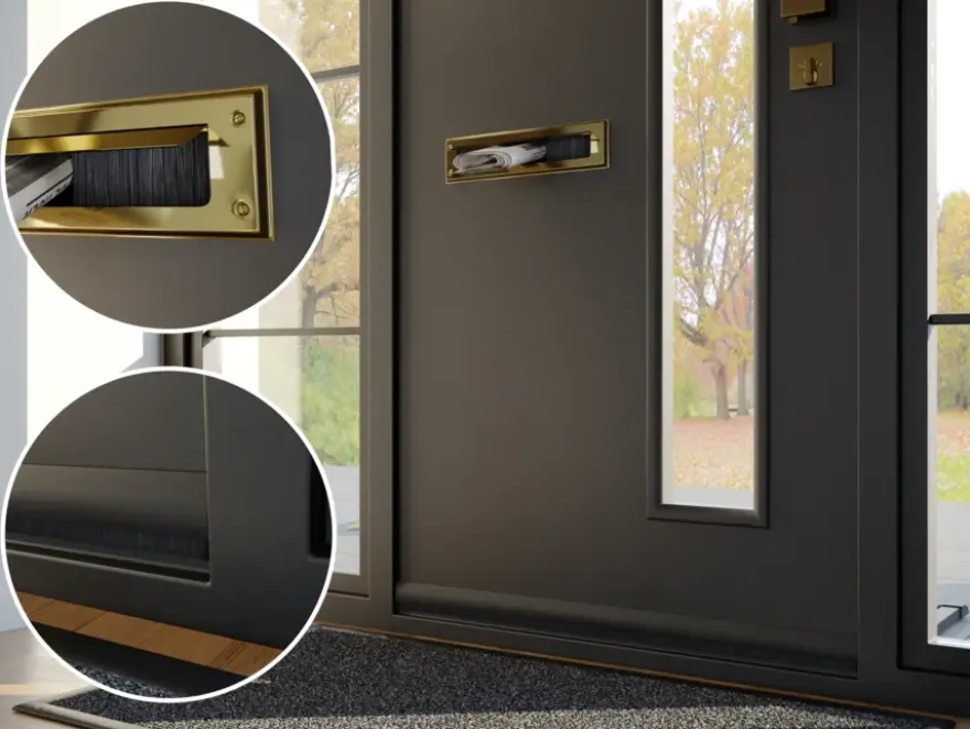 Handson brievenbusklep met borstel aluminium zwart