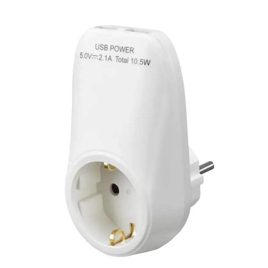 Handson doorvoerstekker RA 2 USB-aansluitingen wit