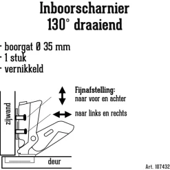 HANDSON Inboorscharnier 130 graden draaiend 35 mm