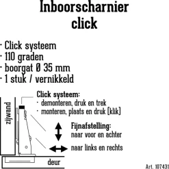 HANDSON Inboorscharnier met klikfunctie volledig opliggend 35 mm