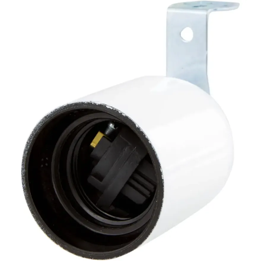 Handson lampfitting E27 haakse beugel wit