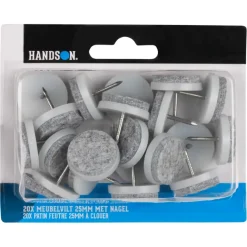HANDSON meubelglijder viltglijder met nagel Ø25 mm grijs 20 stuks