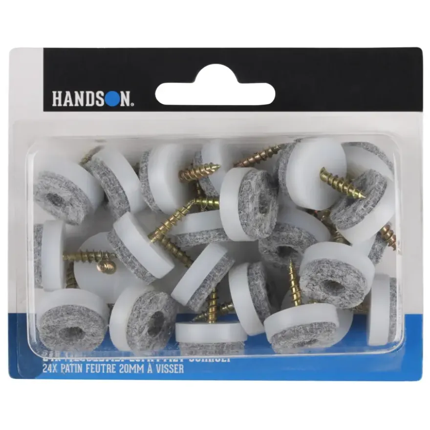 HANDSON meubelglijder viltglijder met schroef Ø20 mm grijs 24 stuks