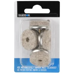 HANDSON meubelglijder viltglijder met schroef nikkel Ø28 mm 4 stuks