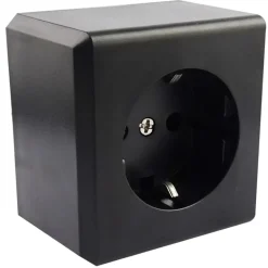 Handson Opbouw Enkel Geaard Stopcontact Zwart