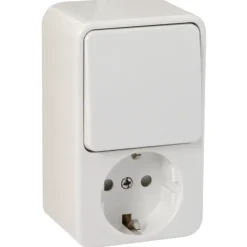 Handson Opbouw Geaard Stopcontact met Schakelaar Wit