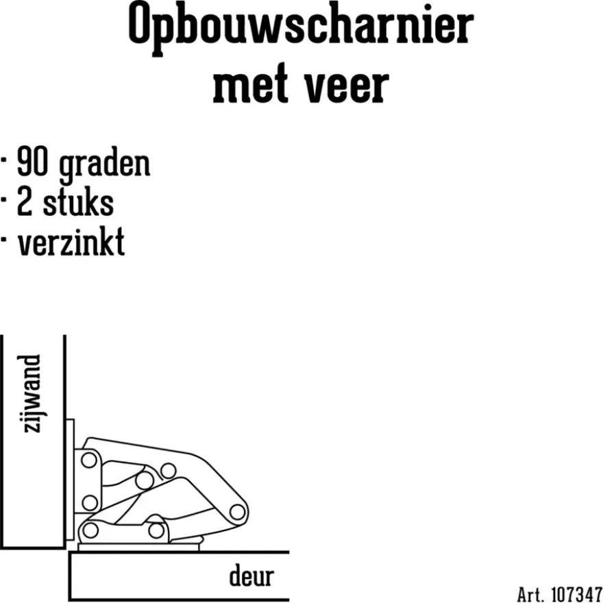 HANDSON Opbouwscharnier met veer gelakt - 2 stuks