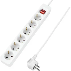 Handson Stekkerdoos 6-voudig RA Wit 3 Meter