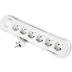 Handson Stekkerdoos 6-voudig RA Wit 2,5 Meter