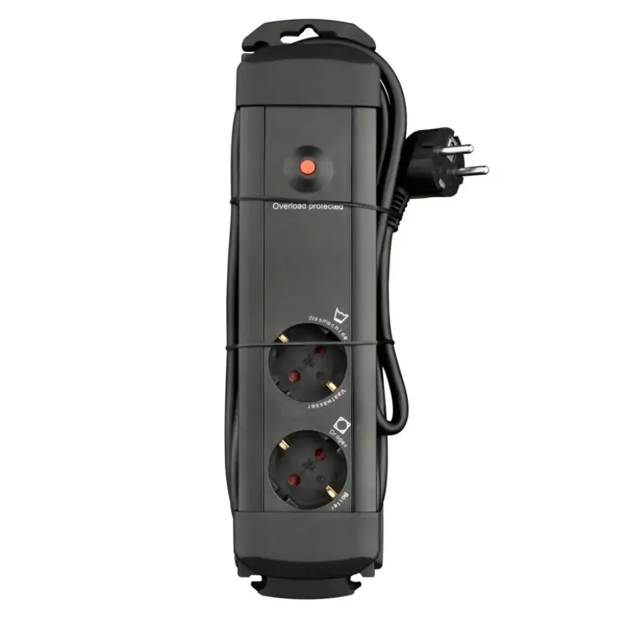 Handson Stekkerdoos 2-voudig Zwart 1,5 Meter Wasmachine / Droger