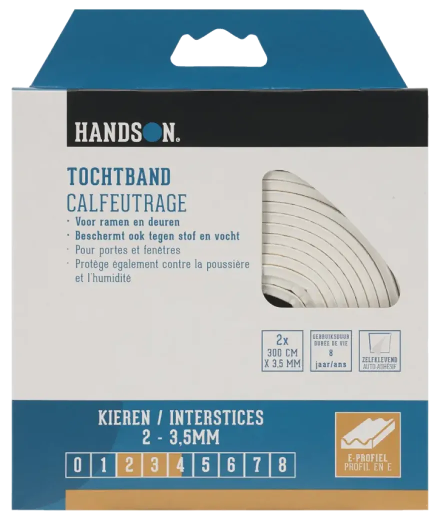 Handson tochtband E-profiel EPDM rubber wit 3 meter 2 stuks